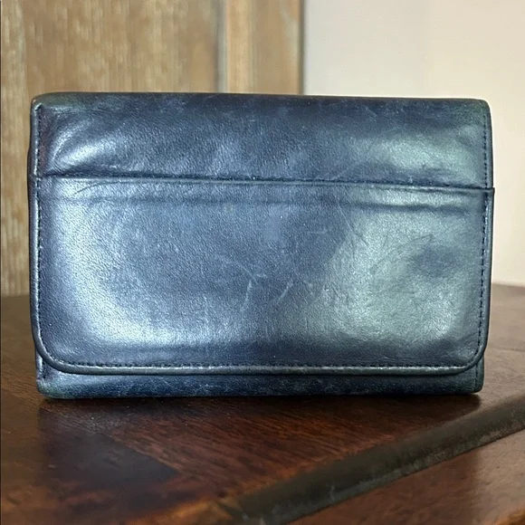 Hobo Navy Leather Trifold Wallet - Picture 1 of 5